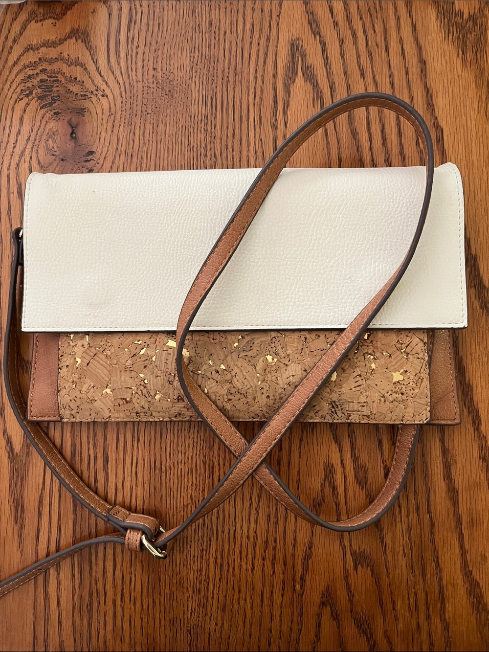 Faux leather and cork crossbody purse